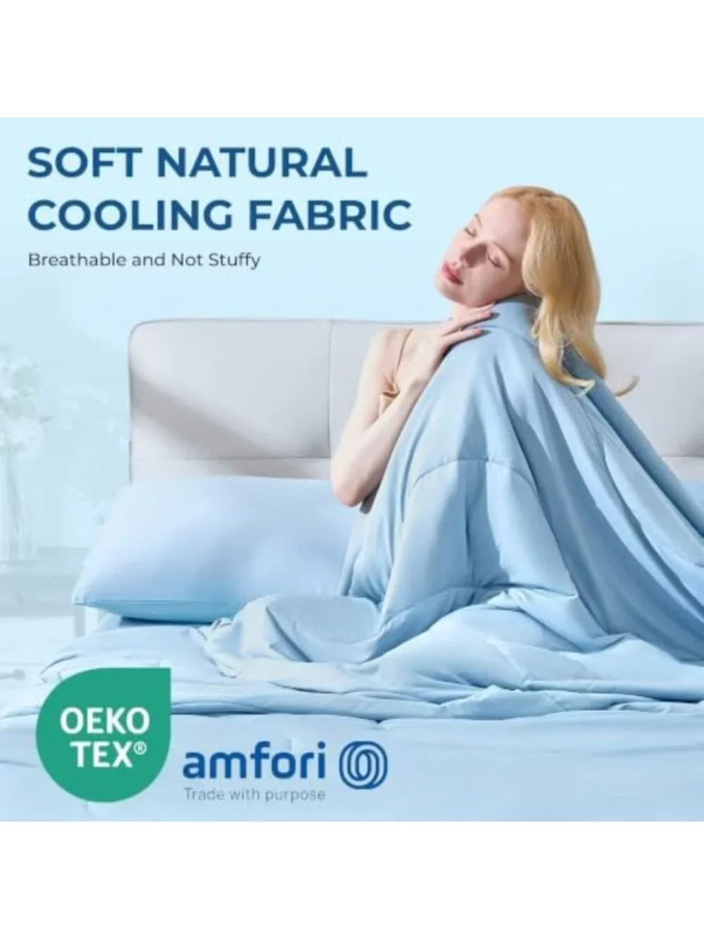 Cooling Comforter Set Full/Queen with 2 Pillowcases - Soft Lightweight Summer